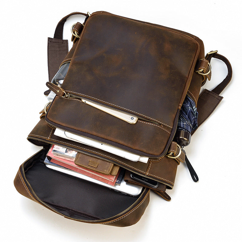 Handmade Large Capacity Leather Laptop Backpack 8027-Leatehr Backpack-Brown-Free Shipping Leatheretro