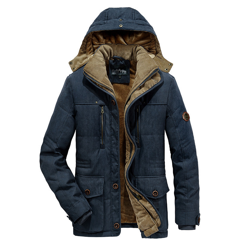 Casual Men's Thicken Warm Winter Overcoat-Outerwear-Dark Blue-L-Free Shipping Leatheretro