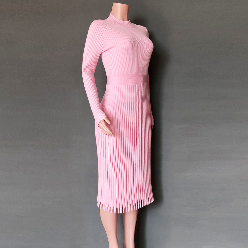 Hot Selling Fashion Women Midi Length Fall Dresses-Dresses-Pink-S-Free Shipping Leatheretro
