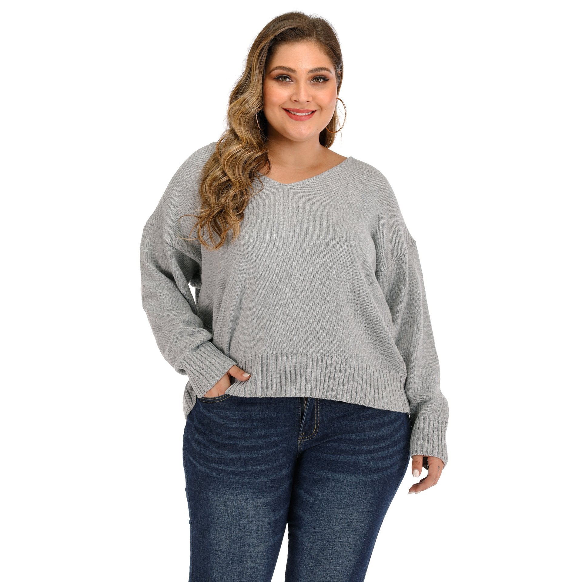 Gray Women Backless Plus Size Sweatrers-Sweater&Hoodies-Gray-XL-Free Shipping Leatheretro