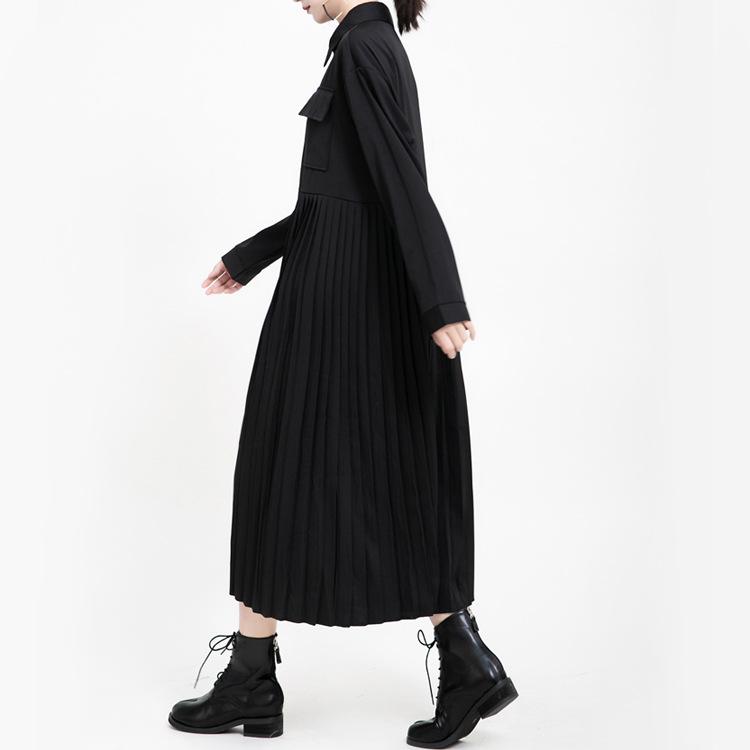 Black Casual Women Long Shirts Cozy Dresses-Fall Dresses-Black-One Size-Free Shipping Leatheretro