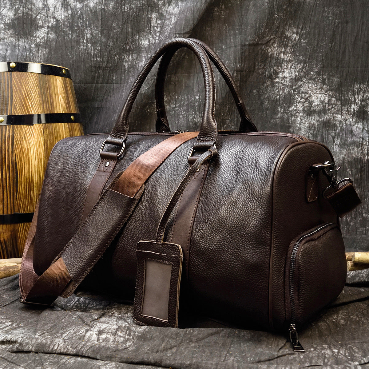 Leather Weekend Travle Bag Large Stroage for Men 9422-Leather Duffle Bags-Coffee-Free Shipping Leatheretro