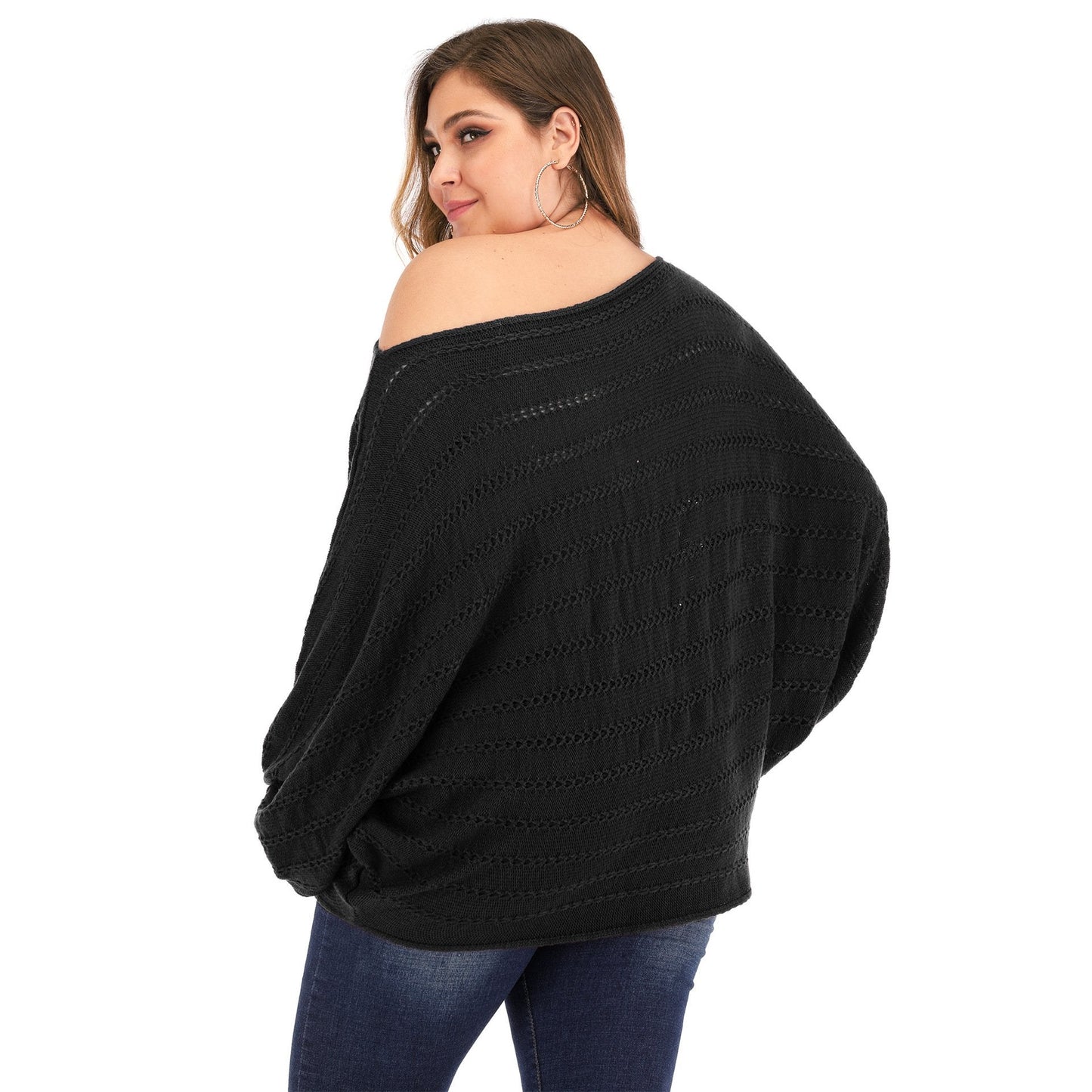 Women One Shoulder Plus Size Sweaters-Sweaters-White-L-Free Shipping Leatheretro