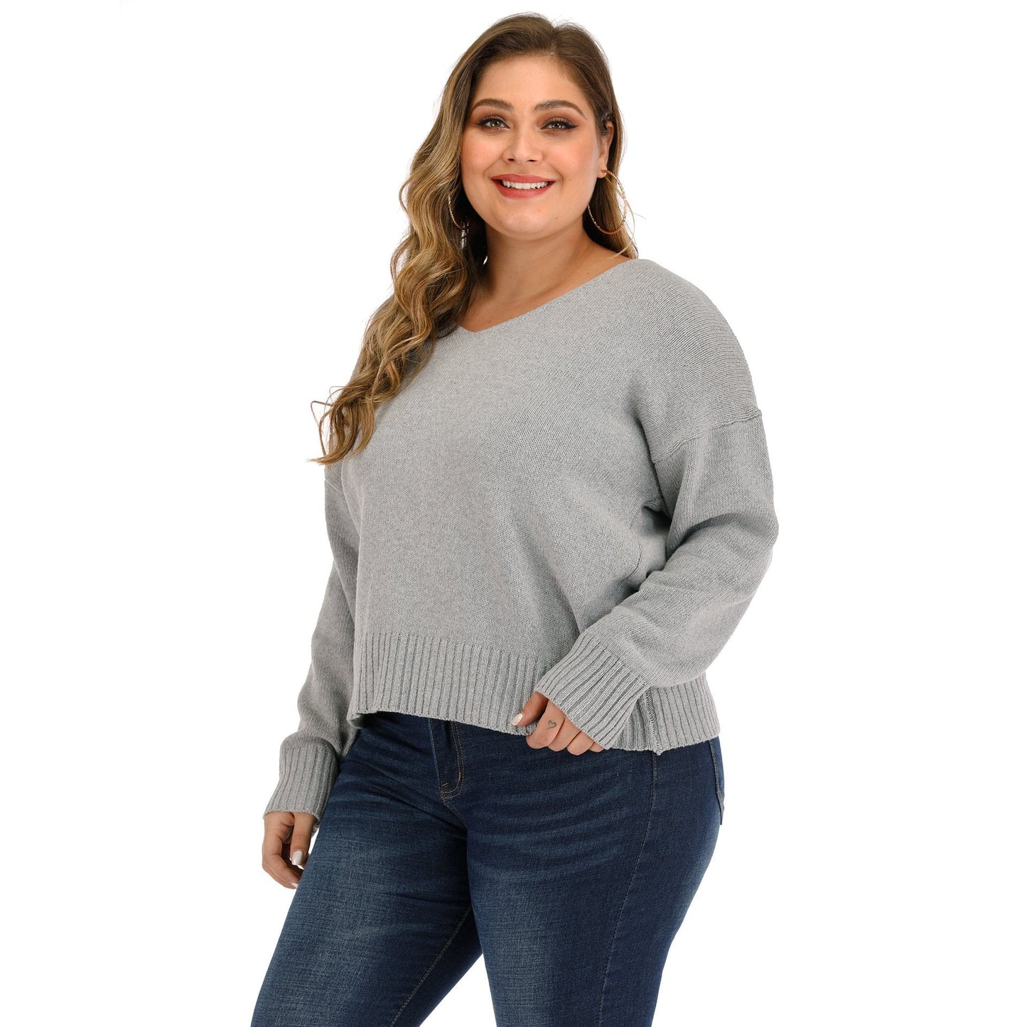 Gray Women Backless Plus Size Sweatrers-Sweater&Hoodies-Gray-XL-Free Shipping Leatheretro