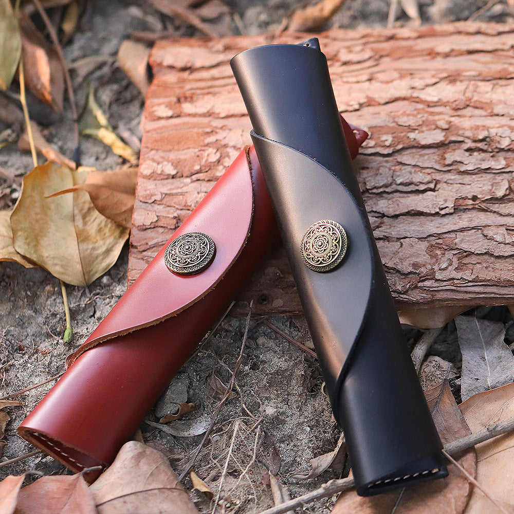 Vintage Handmade Leather Pen Protect Case P555-Handbags, Wallets & Cases-Black-Free Shipping Leatheretro