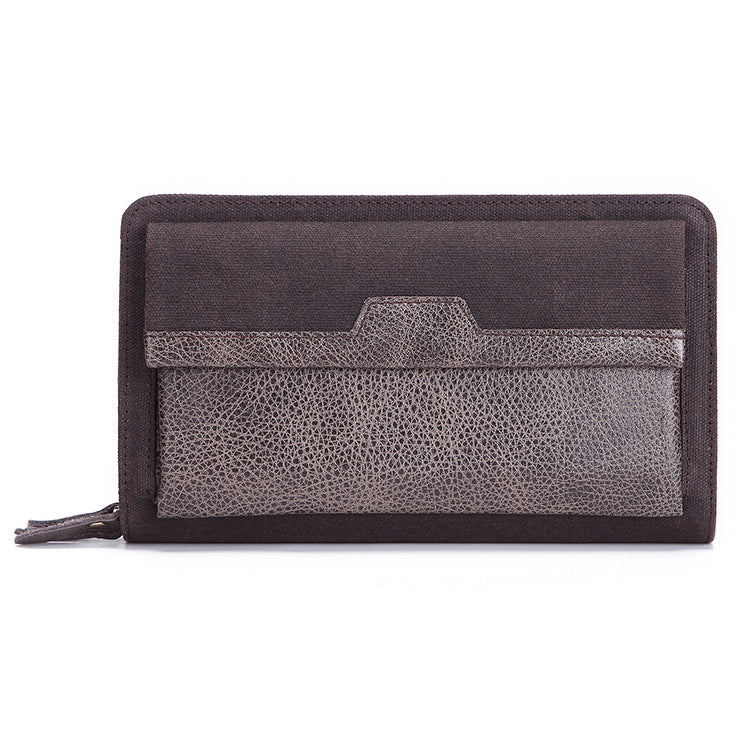 Double Zipper Cowhide Leather Weallets 9060-Handbags, Wallets & Cases-Black-Free Shipping Leatheretro