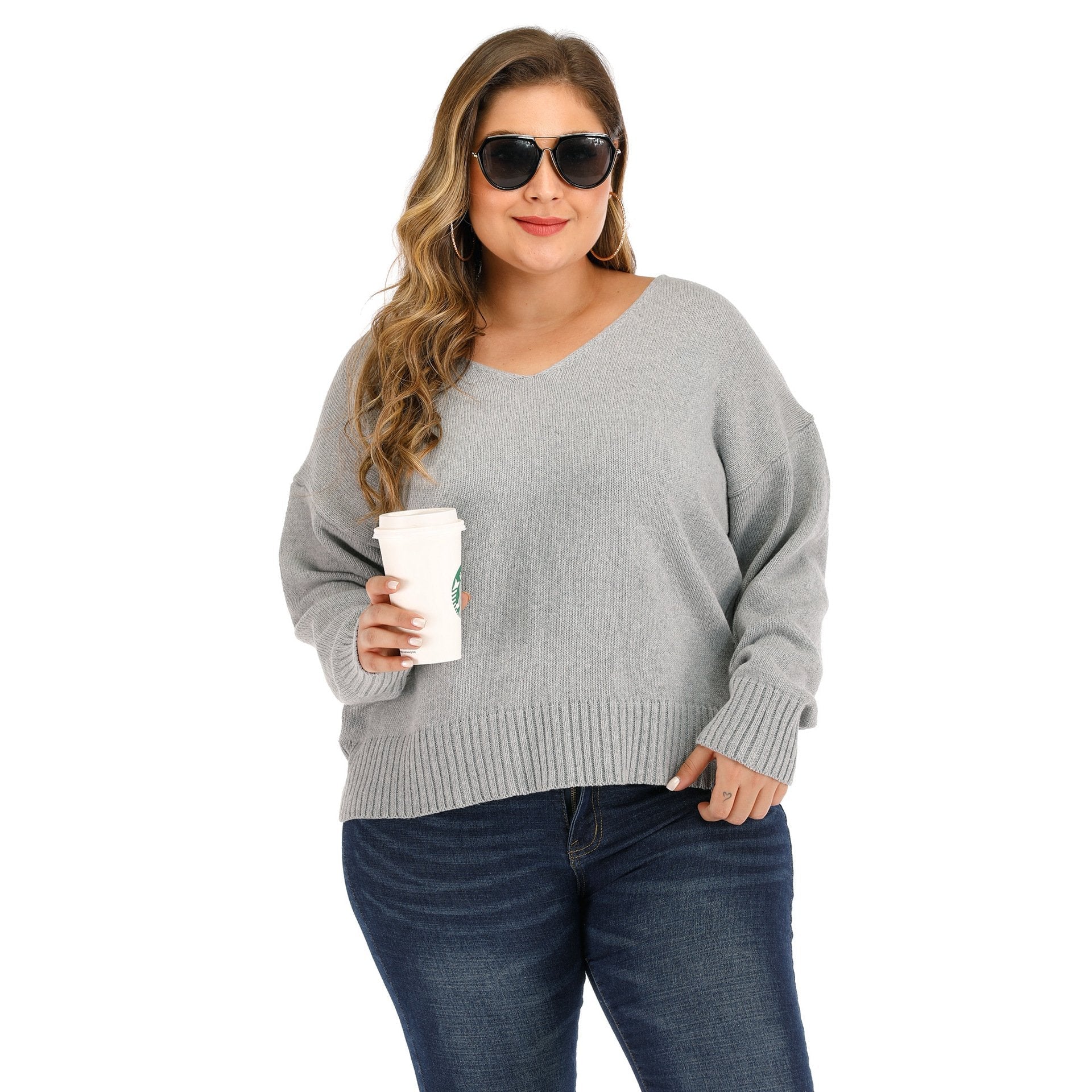 Gray Women Backless Plus Size Sweatrers-Sweater&Hoodies-Gray-XL-Free Shipping Leatheretro