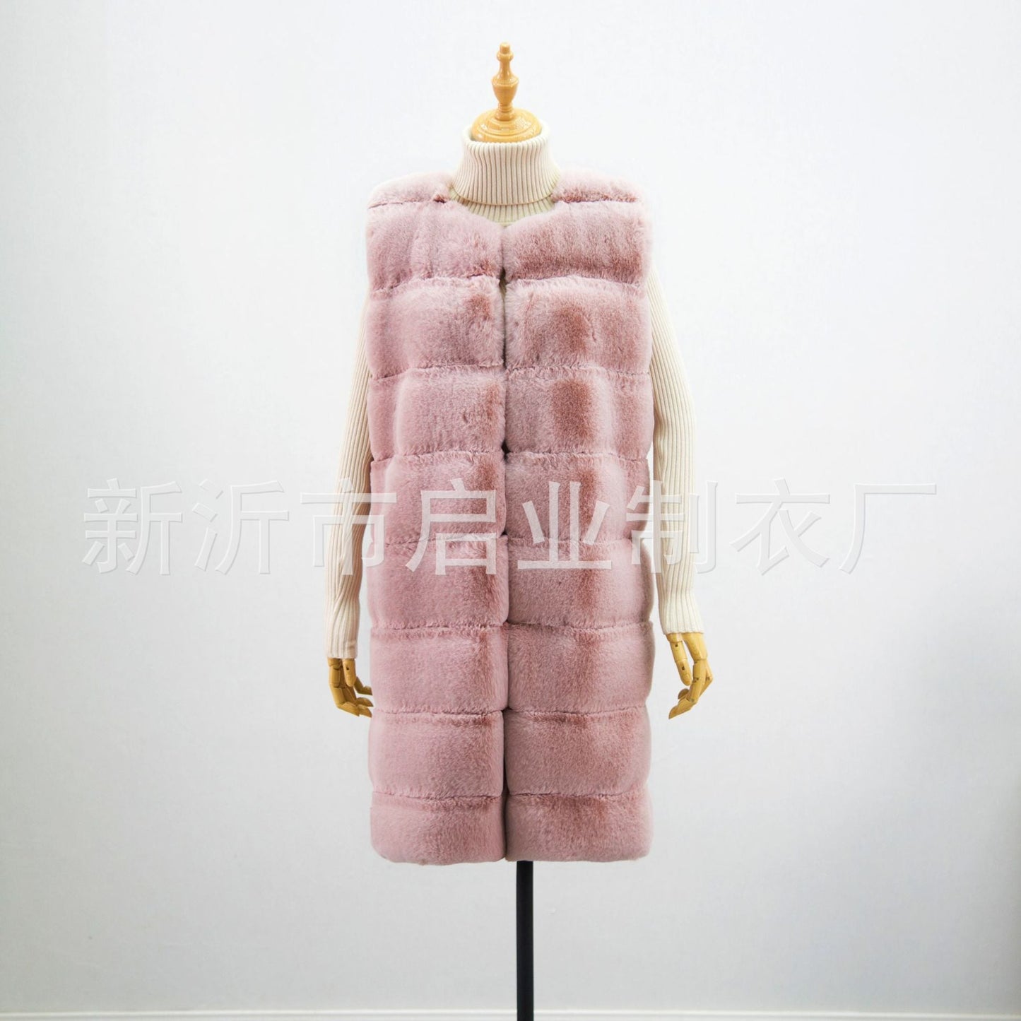 Artificial Fur Warm Winter Long Vest for Women-Shirts & Tops-Pink-S-Free Shipping Leatheretro