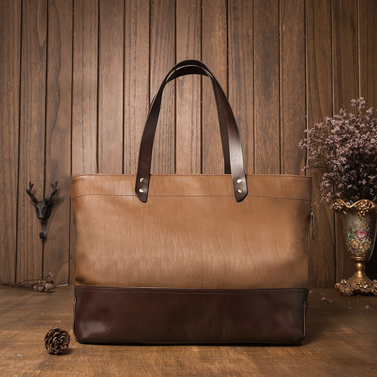 Women Fashon Leather Tote Handbags-Leather Handbags-Brown-Free Shipping Leatheretro