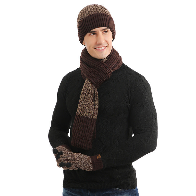 Winter Men's Warm Hats+Gloves+Scarf Sets-Hats-Coffee-Free Shipping Leatheretro