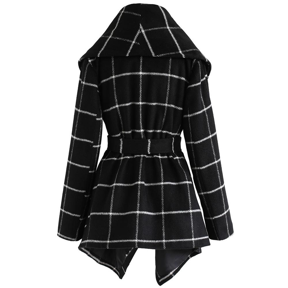 Women Loose Plaid Long Wind Coats-Outerwear-White-S-Free Shipping Leatheretro