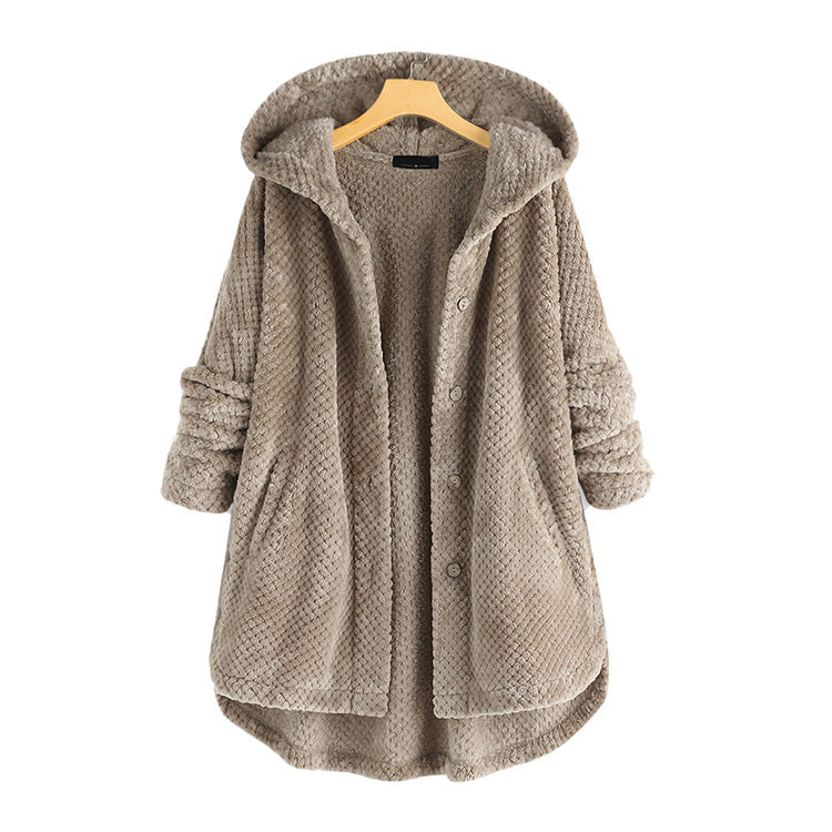 Casual Women Velvet Puls Sizes Hoodies Overcoat-Outerwear-Gray-S-Free Shipping Leatheretro