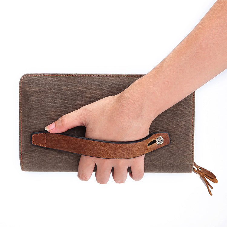 Double Zipper Cowhide Leather Weallets 9060-Handbags, Wallets & Cases-Black-Free Shipping Leatheretro