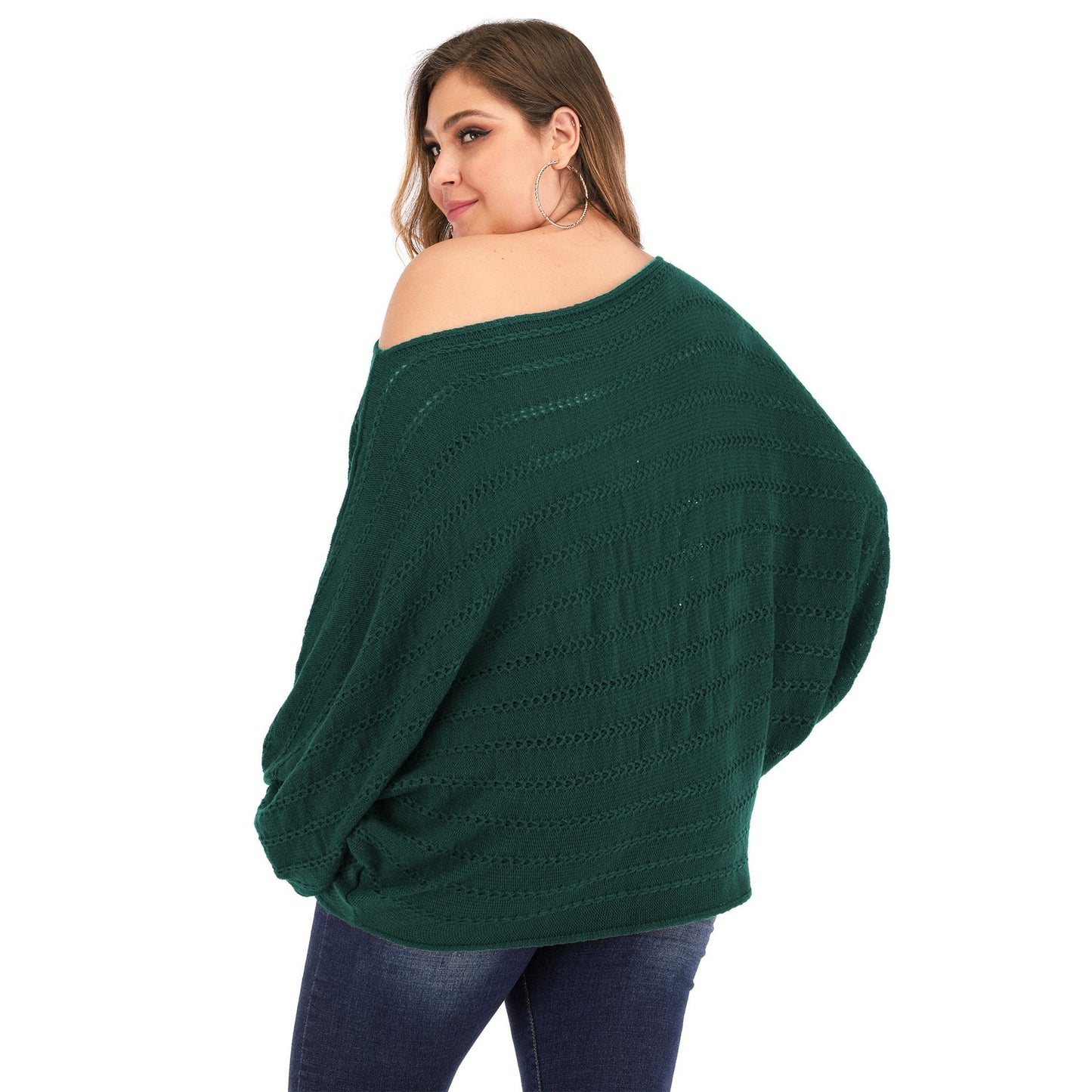 Women One Shoulder Plus Size Sweaters-Sweaters-White-L-Free Shipping Leatheretro