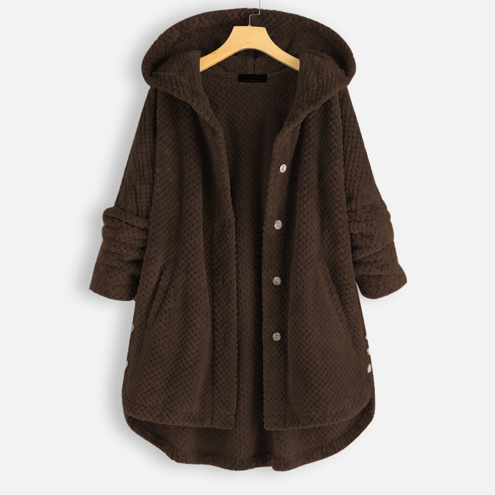 Casual Women Velvet Puls Sizes Hoodies Overcoat-Outerwear-Coffee-S-Free Shipping Leatheretro