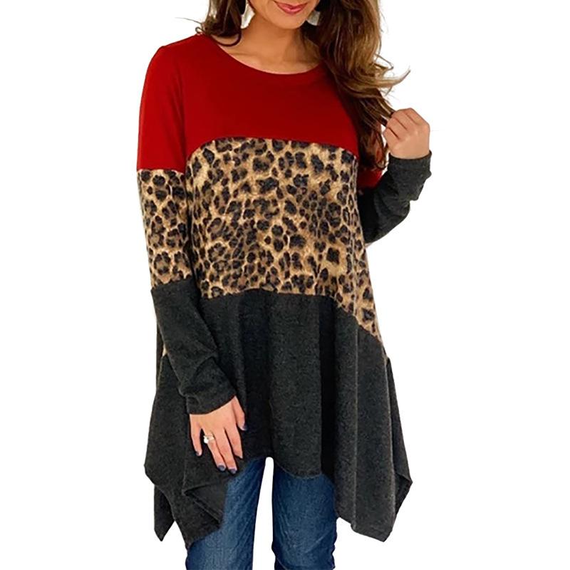 Women Round Neck Leopard Long Sleeves Sweaters-Sweaters-Yellow-S-Free Shipping Leatheretro