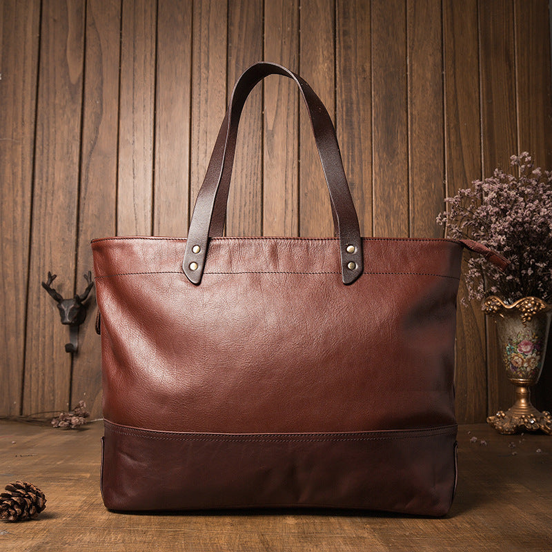 Women Fashon Leather Tote Handbags-Leather Handbags-Coffee-Free Shipping Leatheretro