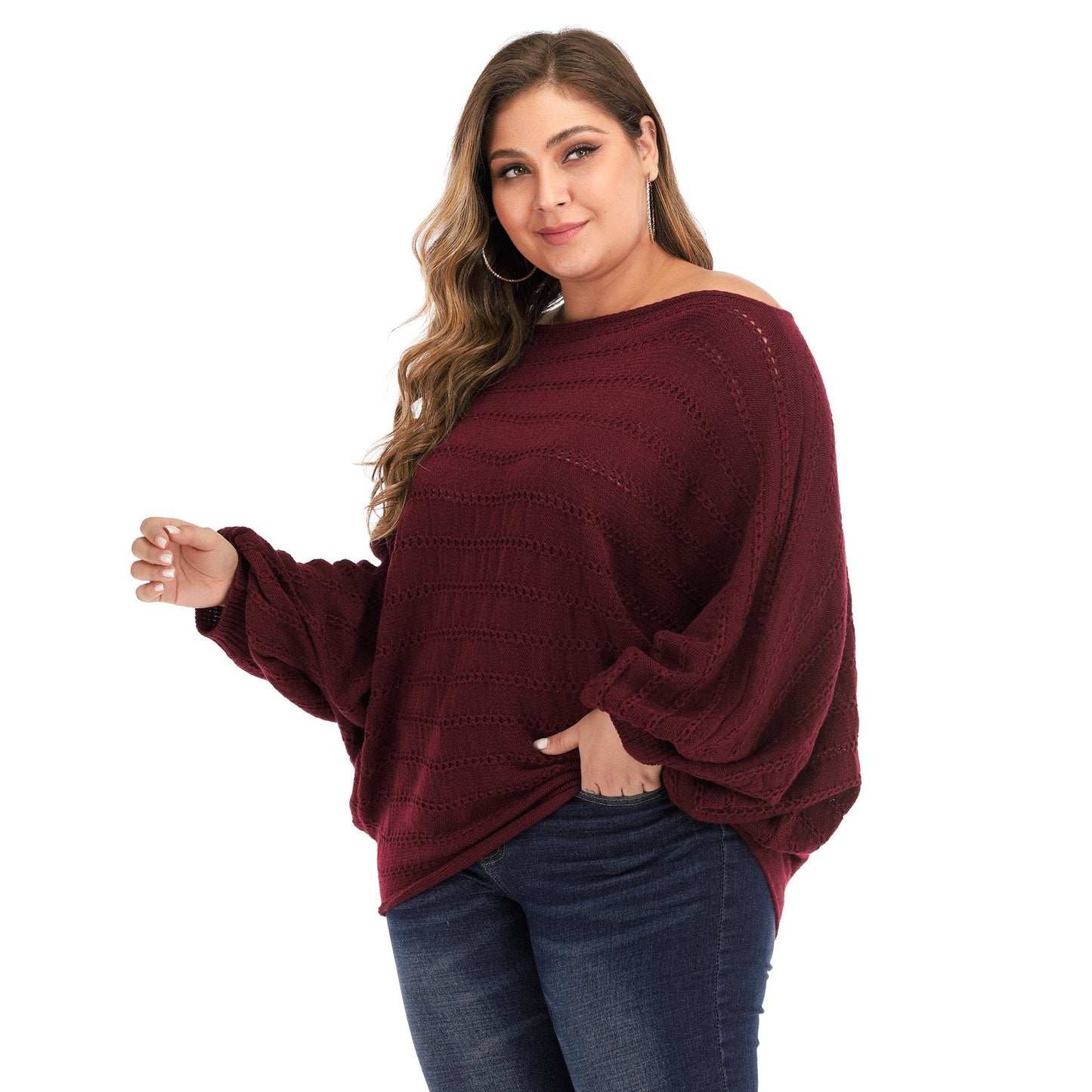 Women One Shoulder Plus Size Sweaters-Sweaters-White-L-Free Shipping Leatheretro