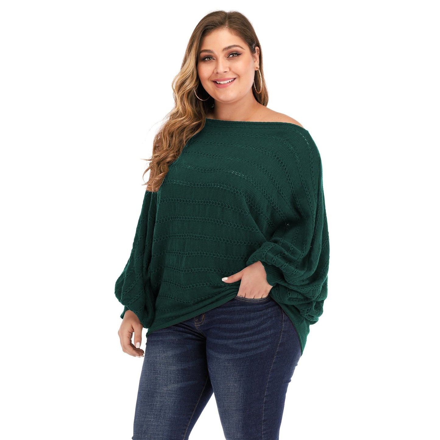 Women One Shoulder Plus Size Sweaters-Sweaters-Green-L-Free Shipping Leatheretro