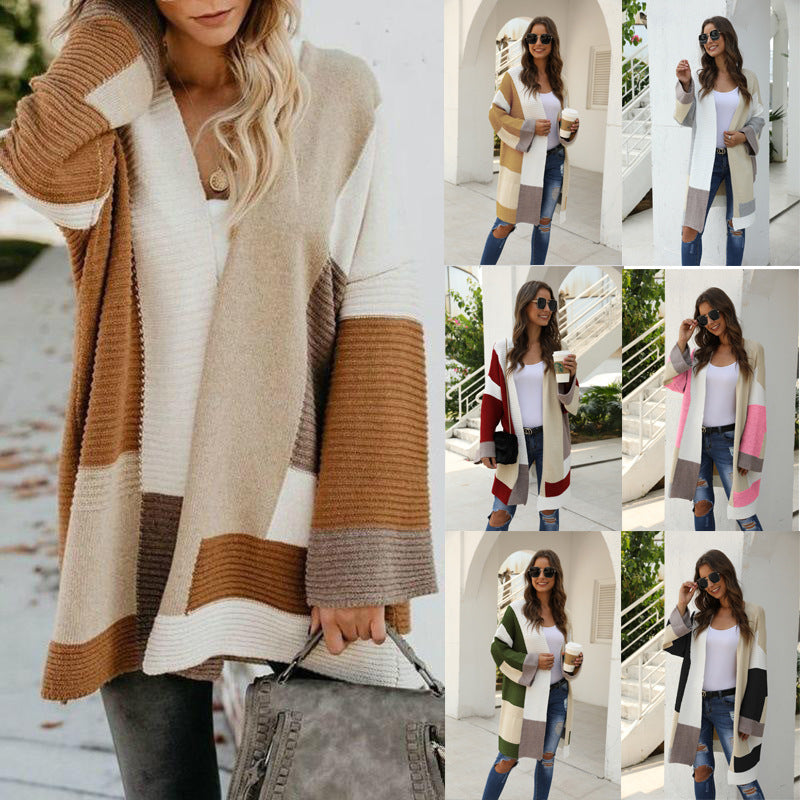 Women Colorful Knitted Cardigan Outerwear-Shirts & Tops-Khaki-S-Free Shipping Leatheretro