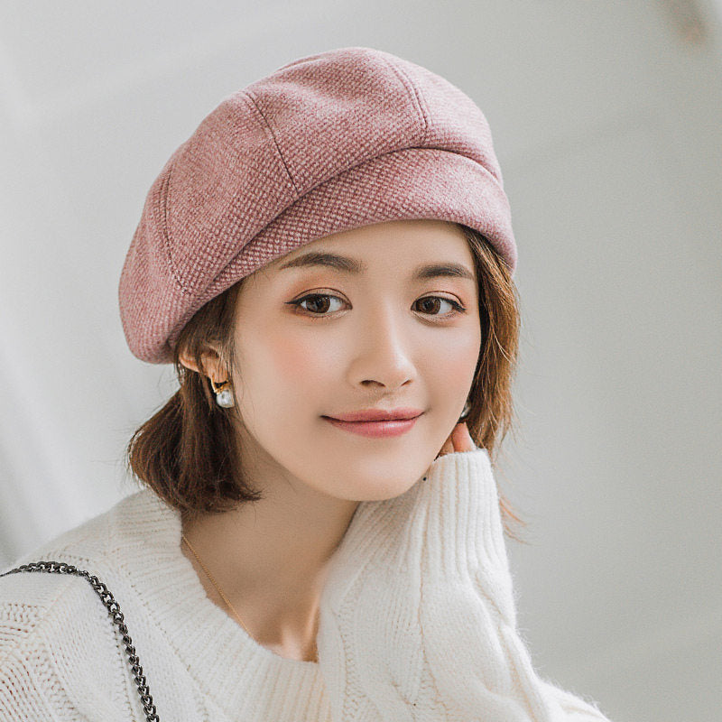 Women Beret Hats-Hats-Pink-M（56-58cm）-Free Shipping Leatheretro