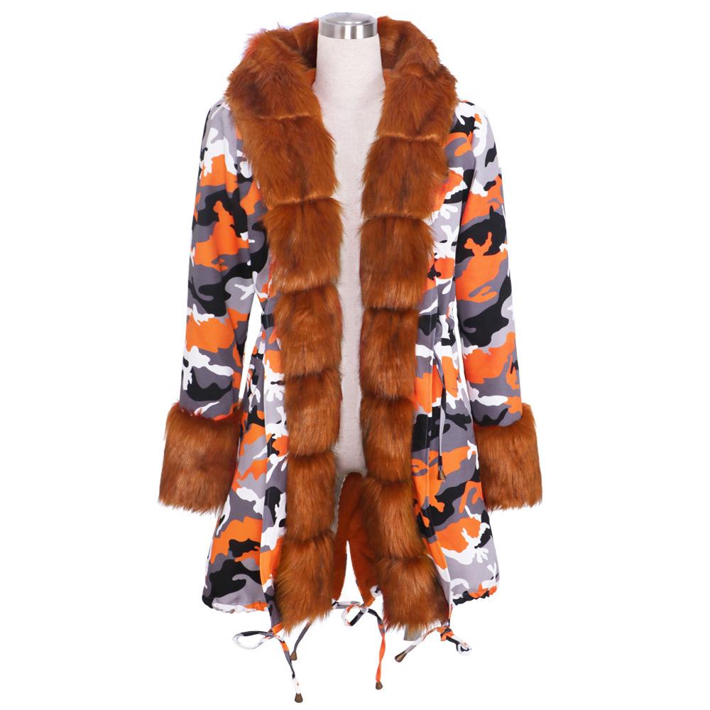 Winter Fleece Lined Fur Collar Overcoat-Outerwear-Orange-S-Free Shipping Leatheretro