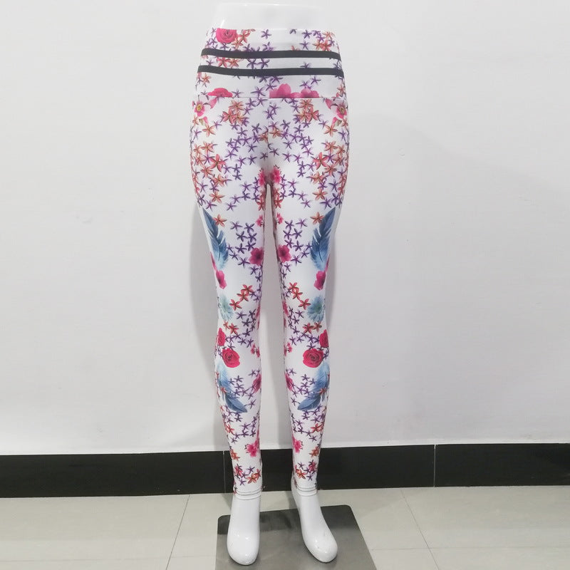 Sexy Peach Flower Print Yoga Suits-Women Bottoms-Pink-S-Free Shipping Leatheretro