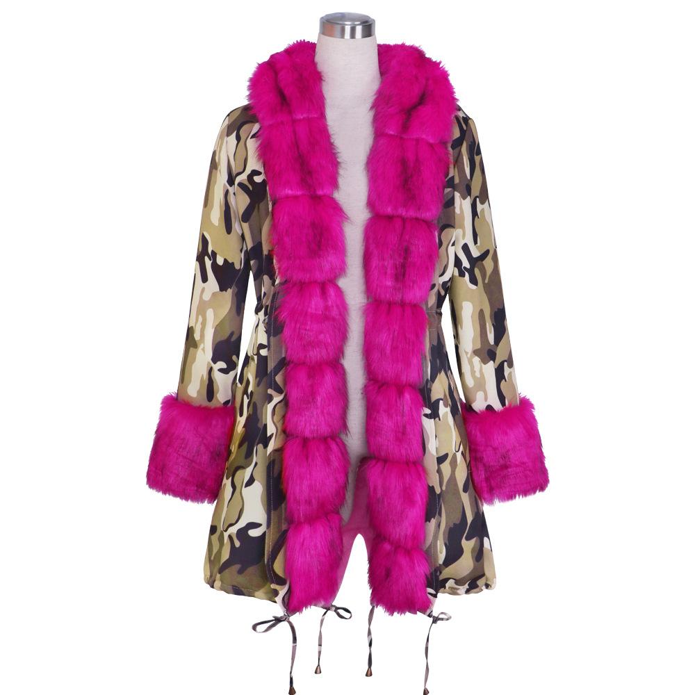 Winter Fleece Lined Fur Collar Overcoat-Outerwear-Rose Red-S-Free Shipping Leatheretro