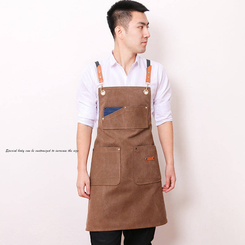 Waxed Waterproof Canvas Aprons with Pockets 1936-Arpons-Dark Blue-Free Shipping Leatheretro