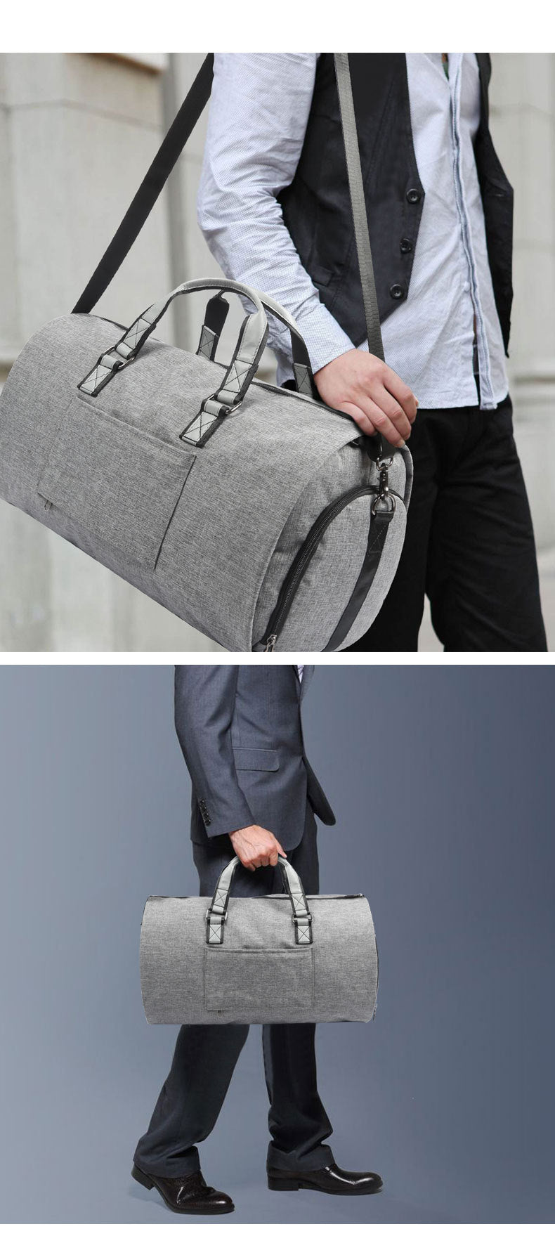 Large Storage Gym Traveling Weekend Bag 5850-Duffle Bag-Light Gray-Free Shipping Leatheretro
