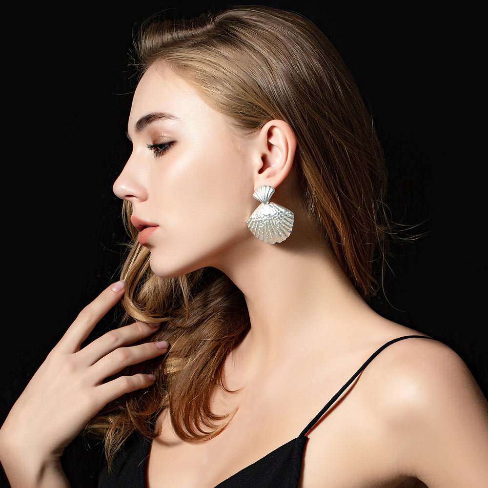 Women Fashion Irregular Fan Shape Earrings-Earrings-A-Free Shipping Leatheretro