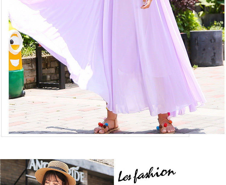Summer Chiffon Sleeveless Beach Dresses for Holiday-Dresses-Orange-S -125-Free Shipping Leatheretro