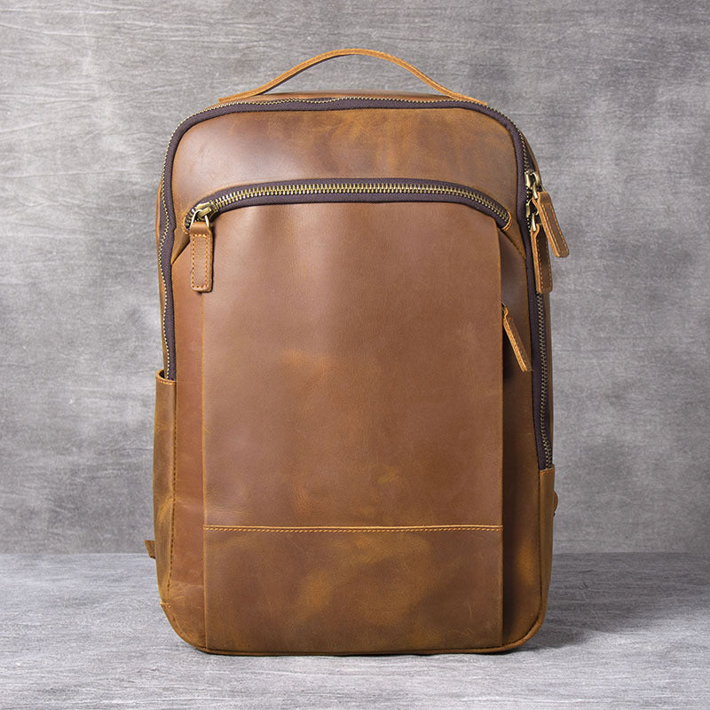 Vintage Cowhide Leather Backpack 5007-Leatehr Backpack-Brown-Free Shipping Leatheretro