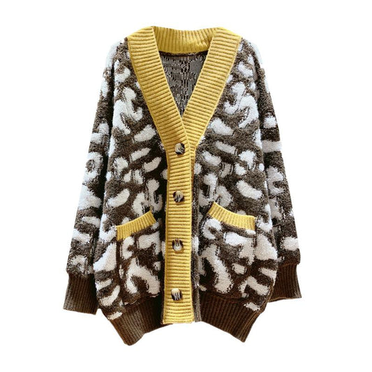 Cozy Leopard Women Warm Knitting Cardigans-Shirts & Tops-Red-One Size-Free Shipping Leatheretro