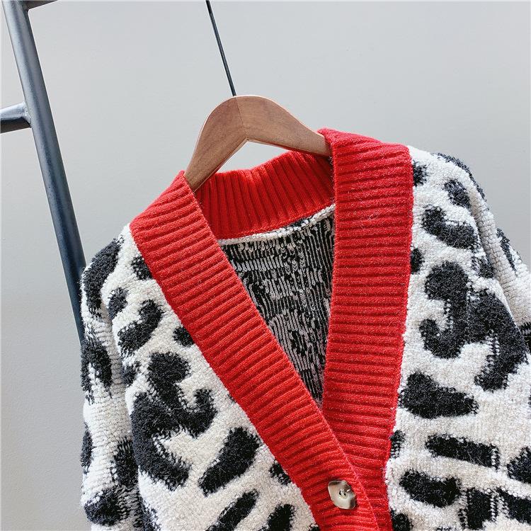 Cozy Leopard Women Warm Knitting Cardigans-Shirts & Tops-Red-One Size-Free Shipping Leatheretro