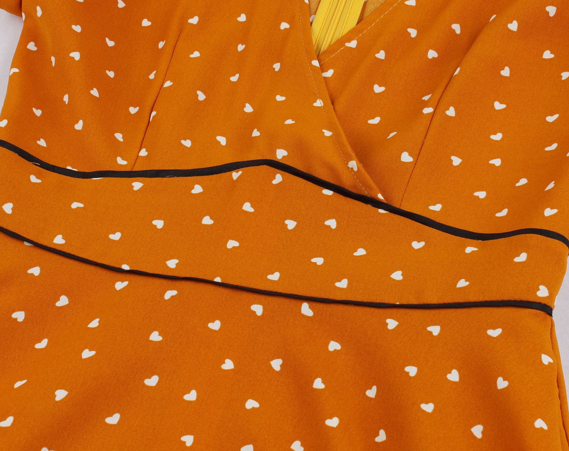 Classy Vintage Short Sleeves Dot Dresses-Vintage Dresses-Orange-S-Free Shipping Leatheretro