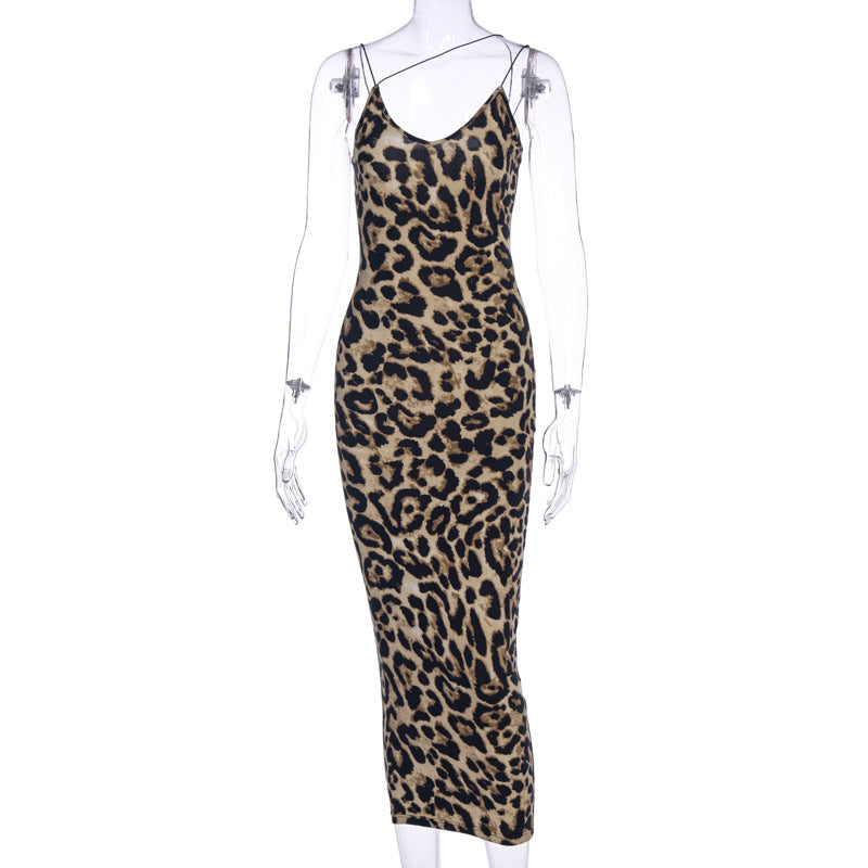Sexy Simple Style Sleeveless V Neck Leopard Dresses-Dresses-Leopard-S-Free Shipping Leatheretro