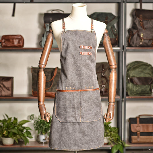 Multi Functional Durable Leather Canvas Apron 6159-Canvas Aprons-Free Shipping Leatheretro