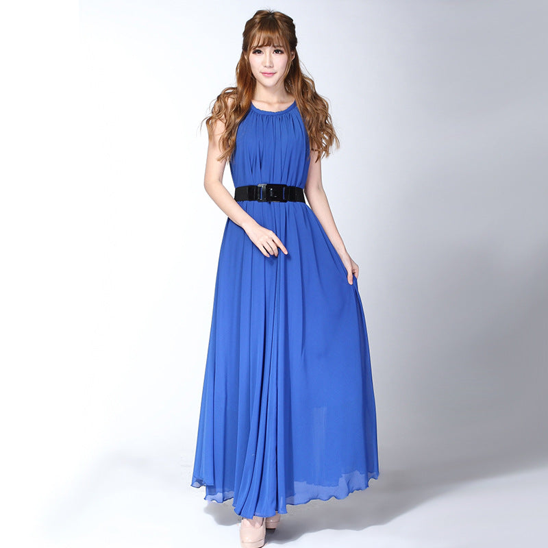 Summer Chiffon Sleeveless Beach Dresses for Holiday-Dresses-Navy Blue-S -125-Free Shipping Leatheretro