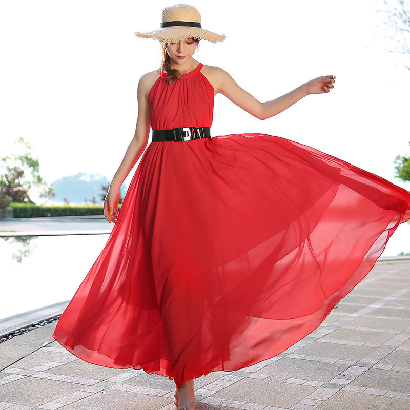 Summer Chiffon Sleeveless Beach Dresses for Holiday-Dresses-Red-S -125-Free Shipping Leatheretro
