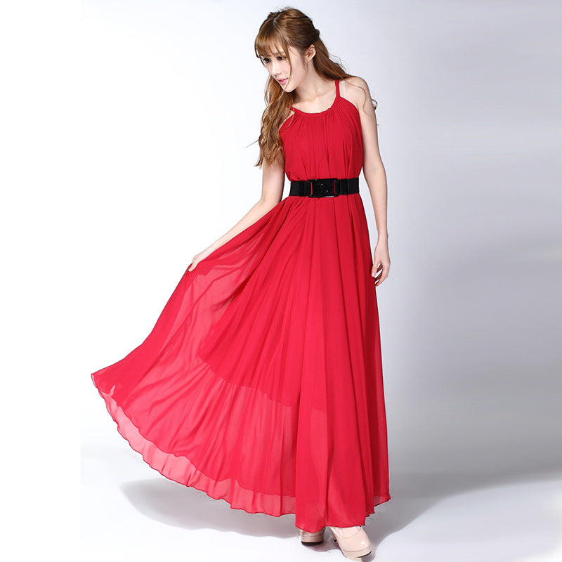 Summer Chiffon Sleeveless Beach Dresses for Holiday-Dresses-Wine Red-S -125-Free Shipping Leatheretro