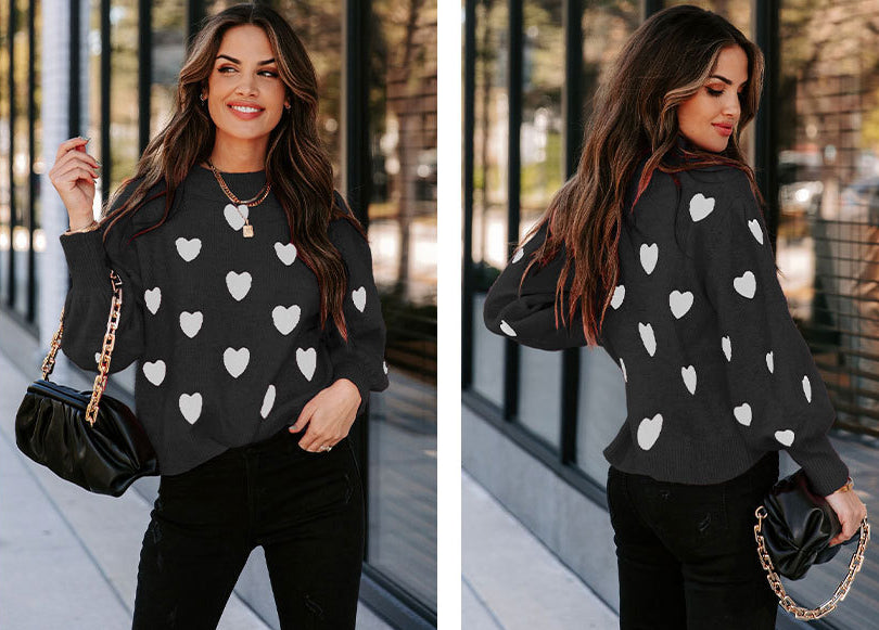 Casual Sweetheart Design Pullover Knitted Sweaters-Shirts & Tops-Gray-S-Free Shipping Leatheretro