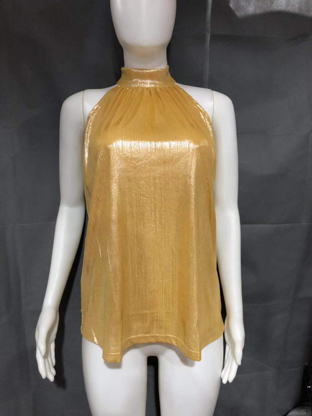 Fashion Women Halter Sleeveless Summer Crop Tops-Shirts & Tops-Gold-S-Free Shipping Leatheretro