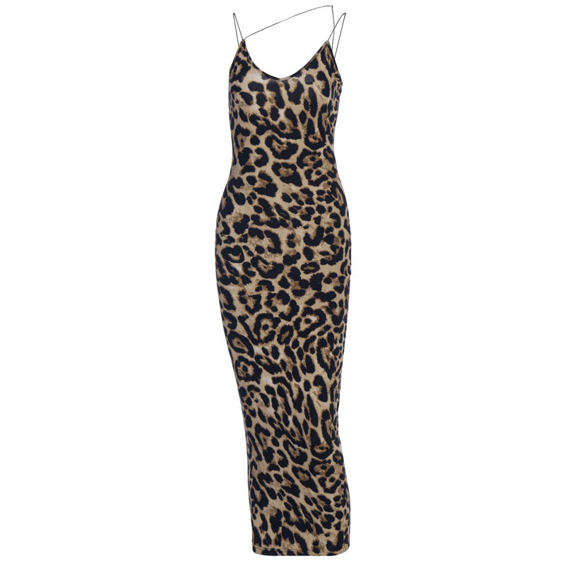 Sexy Simple Style Sleeveless V Neck Leopard Dresses-Dresses-Snake-S-Free Shipping Leatheretro
