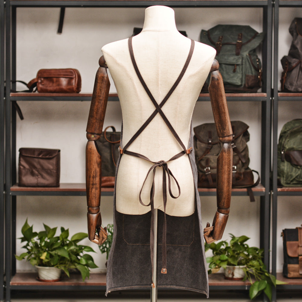 Multi Functional Durable Leather Canvas Apron 6159-Canvas Aprons-Free Shipping Leatheretro