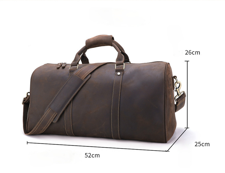 Handmade Leather Retro Business Duffle Bag/Travel Bag J6482-Leather Duffle Bags-Coffee-Free Shipping Leatheretro