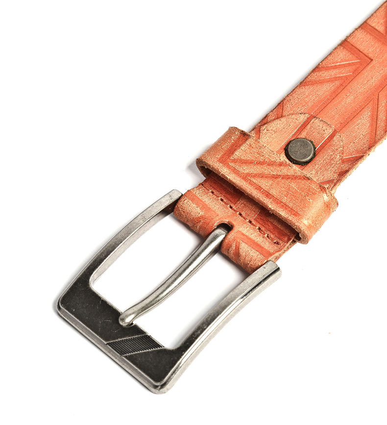 Men's Handmade Leather Casual Belt 16009-Leather Belt-Black-Free Shipping Leatheretro