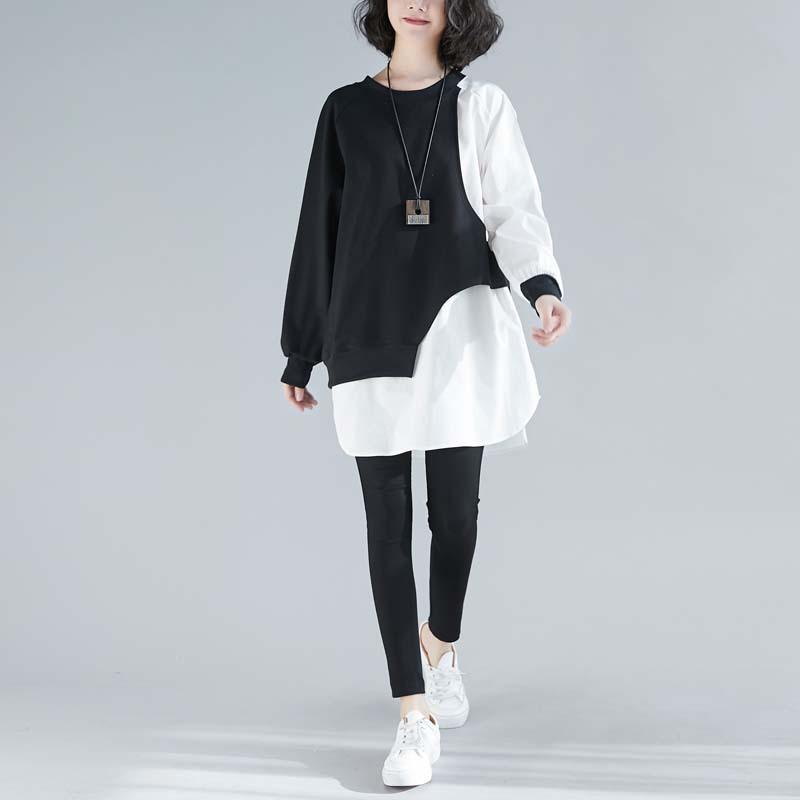 Women Irregular Black&White Cozy Dresses-Mini Dresses-The same as pciture-L-Free Shipping Leatheretro