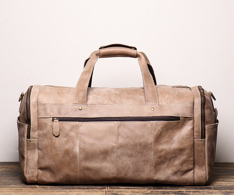Men's Leather Duffle Bags for Travelling L1219-1-Leather Duffle Bags-Apricot-Free Shipping Leatheretro