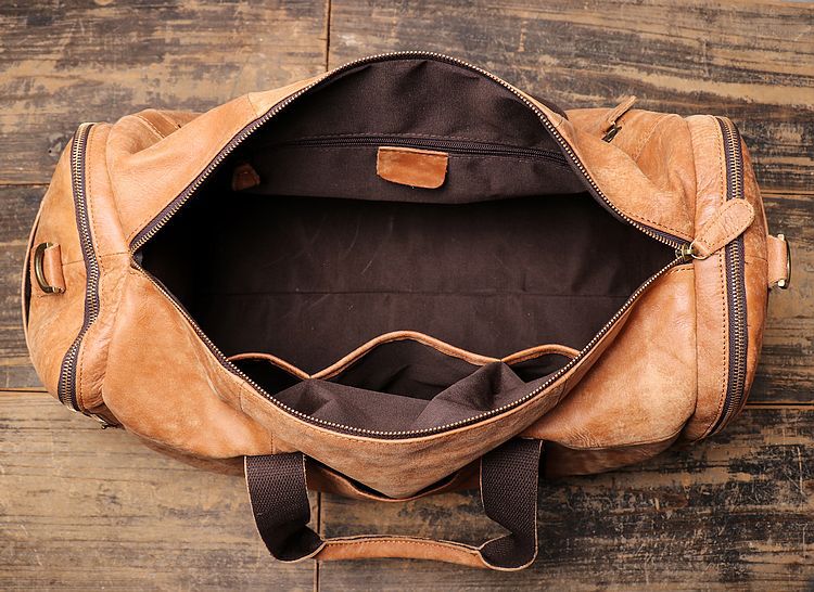 Men's Leather Duffle Bags for Travelling L1219-1-Leather Duffle Bags-Apricot-Free Shipping Leatheretro